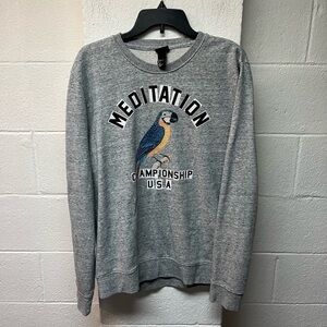 H&M Gray Crewneck Sweater with Bird Design. Size Large